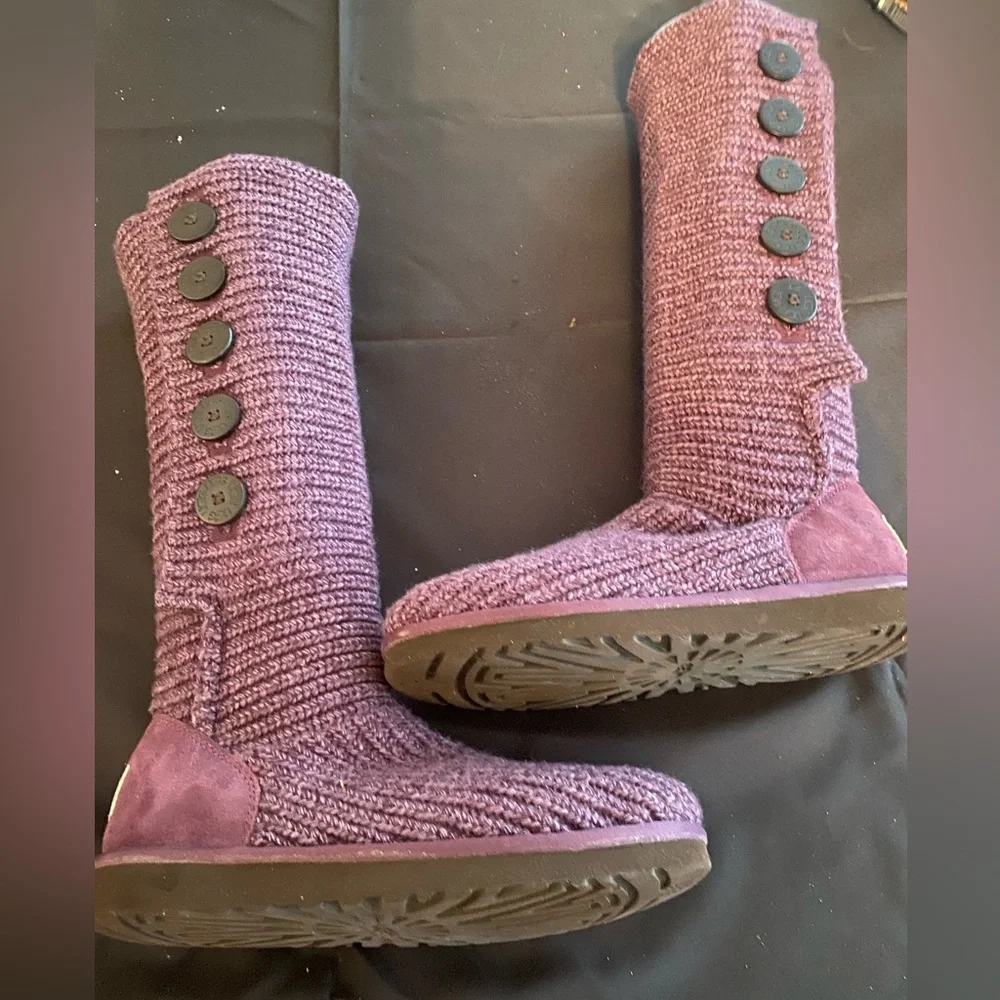(EUC) UGG AUSTRALIA CARDY SWEATER KNIT TALL BOOT 10 PURPLE (EXCELLENT CONDITION) - Picture 4 of 9